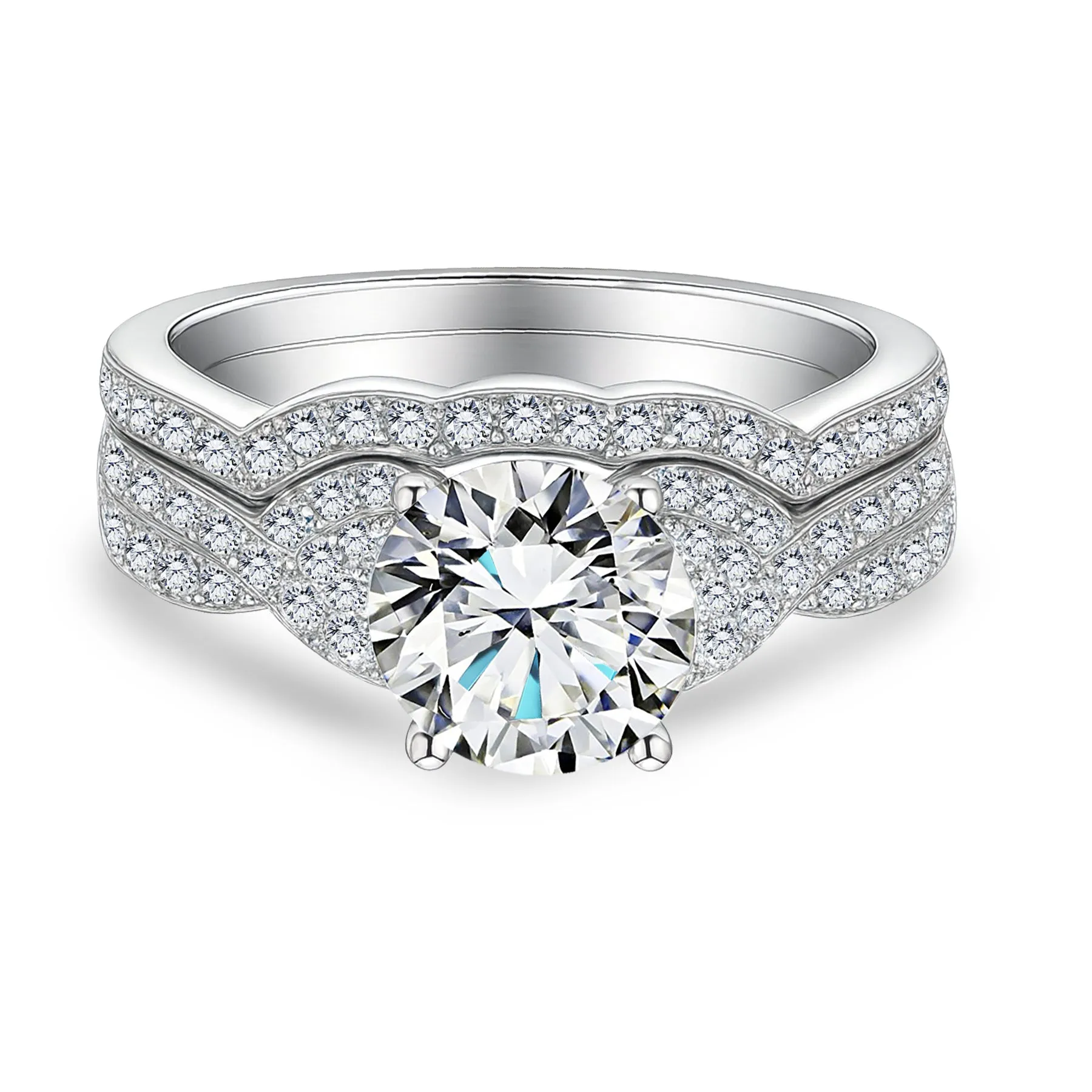 Certified 1.25 Ct Round Lab Diamond  Pav?? Twist  Bridal Set Chic Appeal