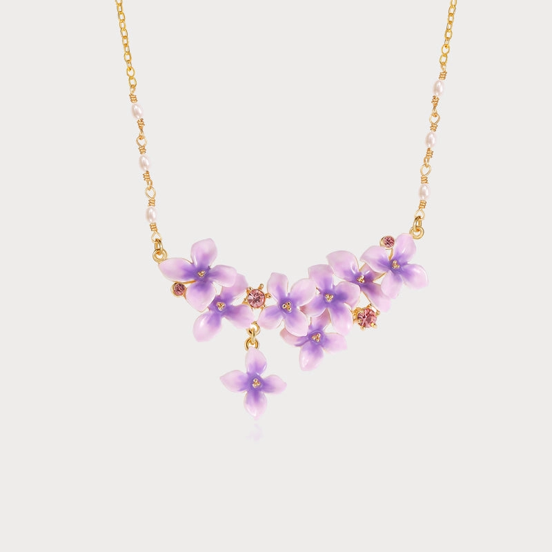 Romantic Edge Early Lilac Enamel Necklace