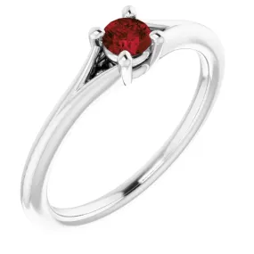 14K White Mozambique Garnet Youth Solitaire Ring Creative Jewelry Creative Product