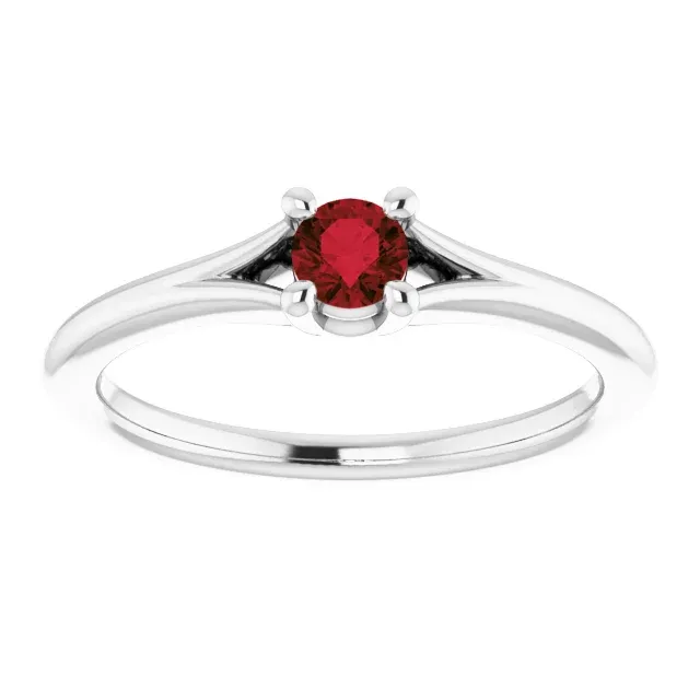Classic Appearance 14K White Mozambique Garnet Youth Solitaire Ring