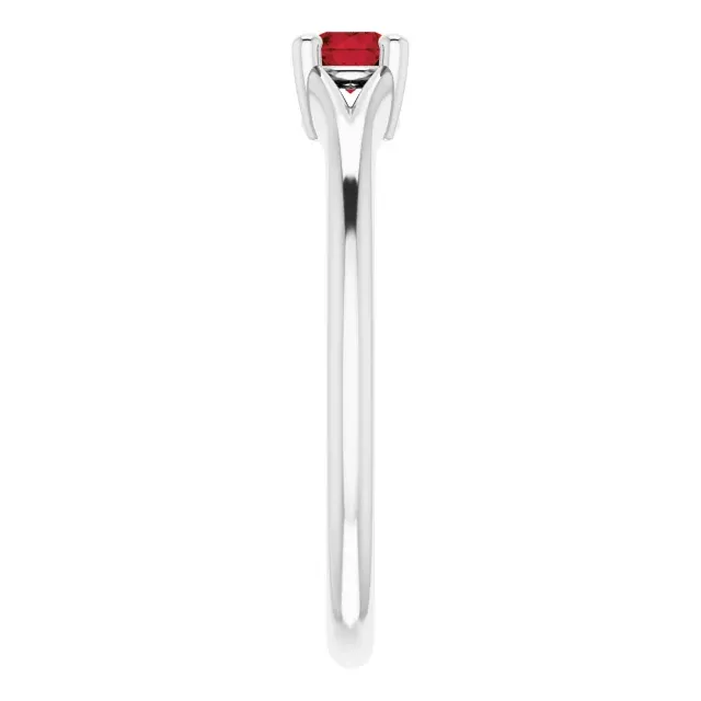 Perennial Favorite Gentle Design 14K White Mozambique Garnet Youth Solitaire Ring
