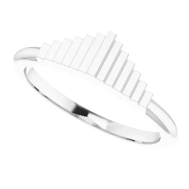 Custom Expression 14K White Geometric Stackable Ring