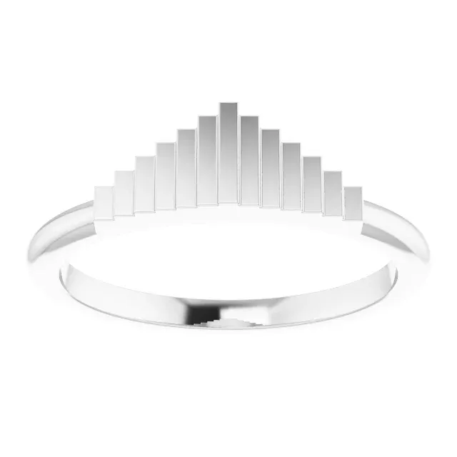 14K White Geometric Stackable Ring Malleable Metal