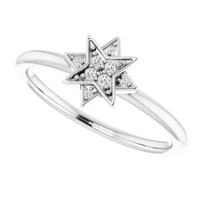 Pearlescent Finish Easy Look 14K White .04 CTW Diamond Star Ring