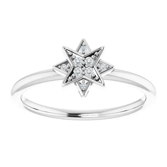 Dramatic Gift Gentle Outline 14K White .04 CTW Diamond Star Ring