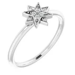 14K White .04 CTW Diamond Star Ring Eternal Art