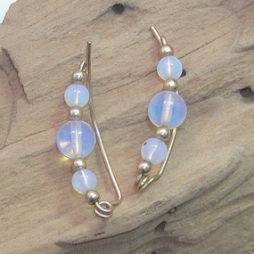 Minimalist Adornment exquisite design Eerie Glowing Opalite Beads Ear Sweeps - Ear Sweep 16