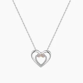 925 Sterling Silver New Double Heart-Shaped Necklace Gift For Her Elegant accessory