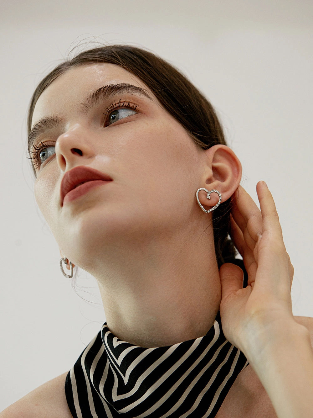 Style Upgrade Fresh Edge Linda Hollow Heart Stud Earrings with Cubic Zirconia