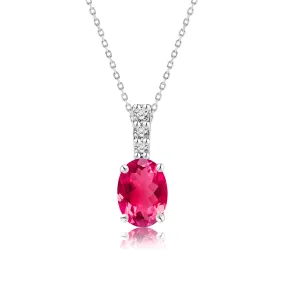 Elegant Evening Jewelry Flawless 1.25 Carat Oval Cut - Ruby - July Birthstone Pendant Necklace for Women in 18K White Gold over Silver