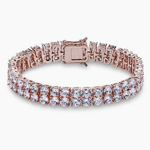 Sculptural Feel Cubic Zirconia Iced Out Tennis Bling Lab Bracelet