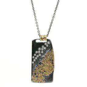 Glamorous Accessory Boulder Diamond Necklace - 22k/18k Gold, Oxidized Silver   Reclaimed Diamonds