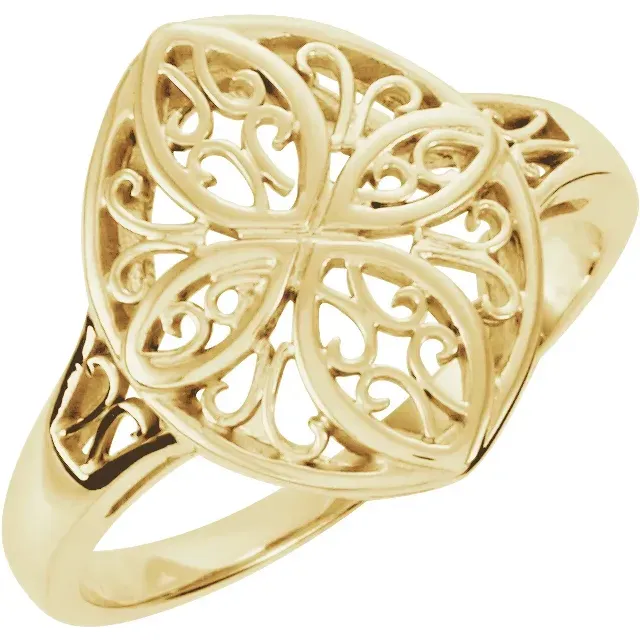 18K Yellow Filigree Ring Elegant Gift