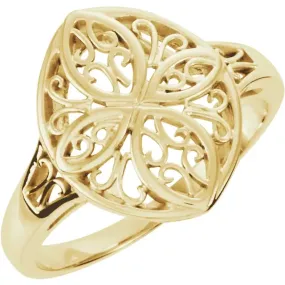 18K Yellow Filigree Ring Stylish Memento Timeless Ornament