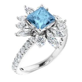Timeless Form Brilliant Statement 14K White Aquamarine & 1 1/6 CTW Diamond Ring