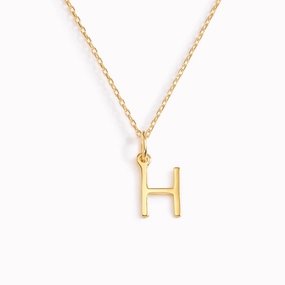 Statement Form Refined Piece H Necklace / Gold Initial Necklace