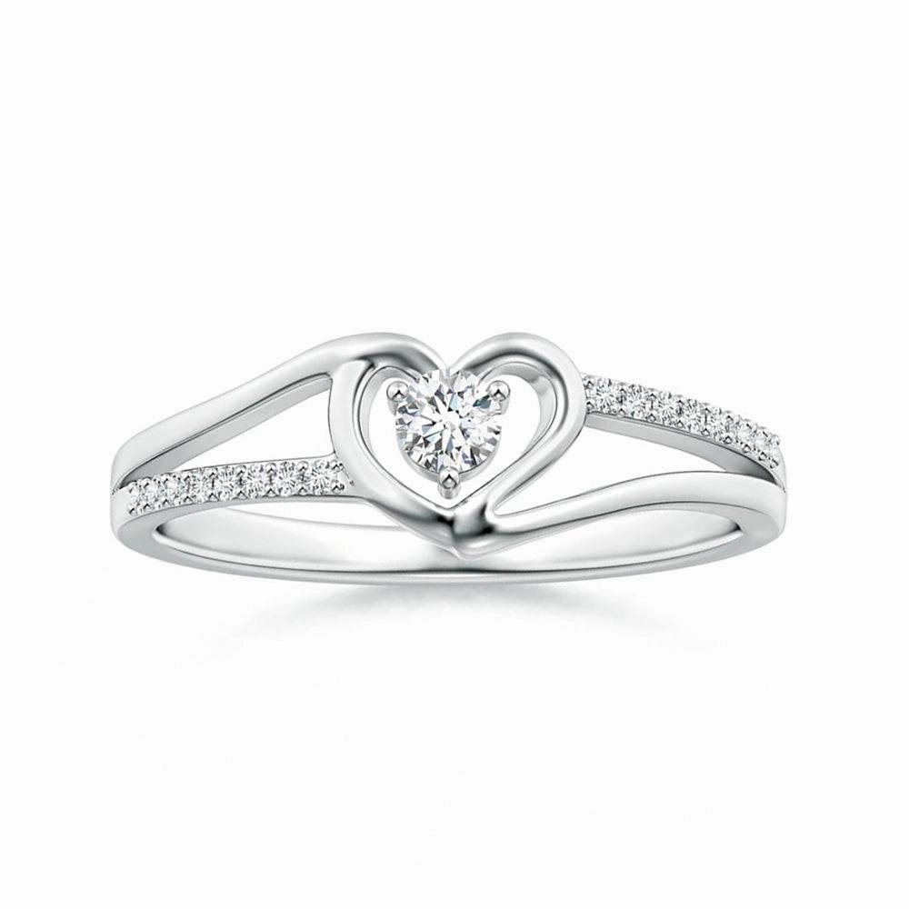 Fashion Pulse Lab Grown Diamond Heart Design Solitaire Promise Ring