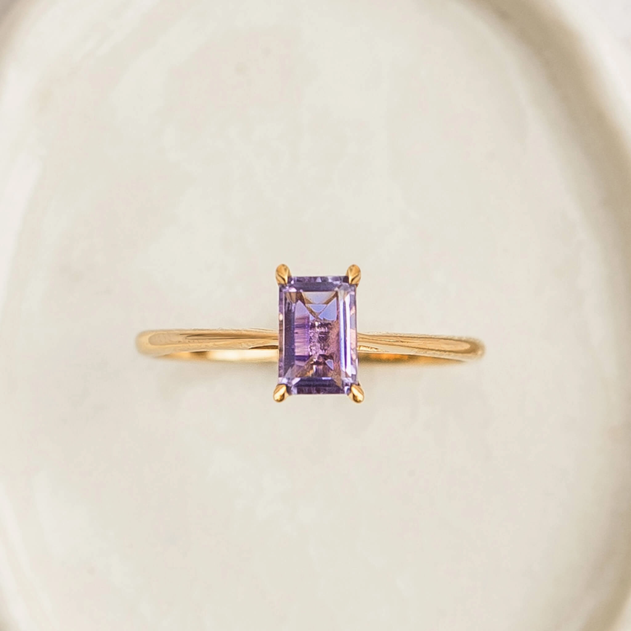 Luxury Aura Fashionable Craft Baguette Ring Amethyst - Charlotte