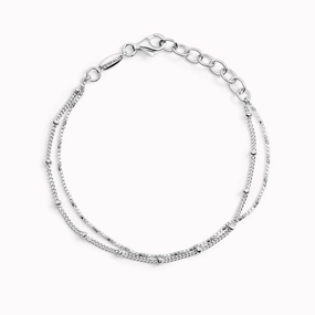 Fresh Sparkle Distinctive Shape Double Chain Bracelet Silver - Kjersti