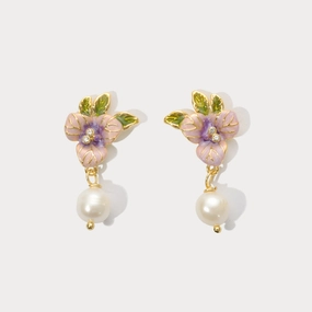 Elegant adornment Pansy Flower Earrings