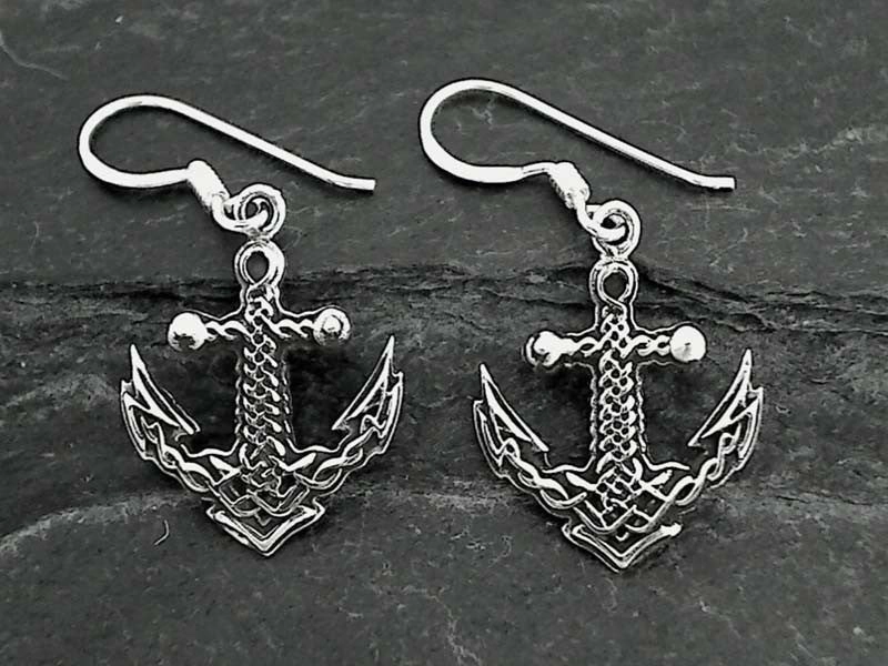 Casual Ornament Sterling Silver Anchor Earrings
