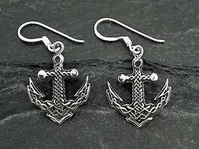 Casual Ornament Sterling Silver Anchor Earrings