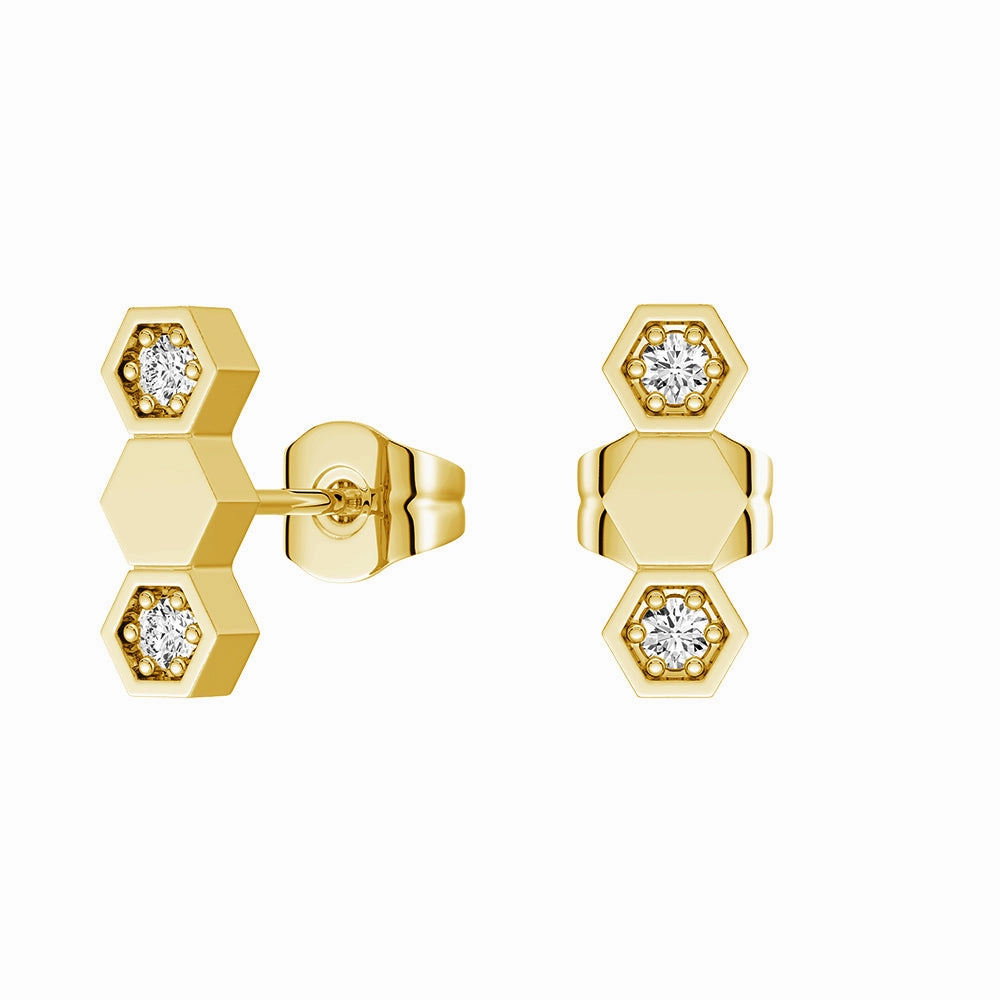 Charming Accessories Everyday Pick Honeycomb Hexagon Stud Earrings with Lab Grown Diamonds