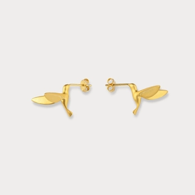 Gold Hummingbird Earrings Futuristic Trinket Brilliant Essential