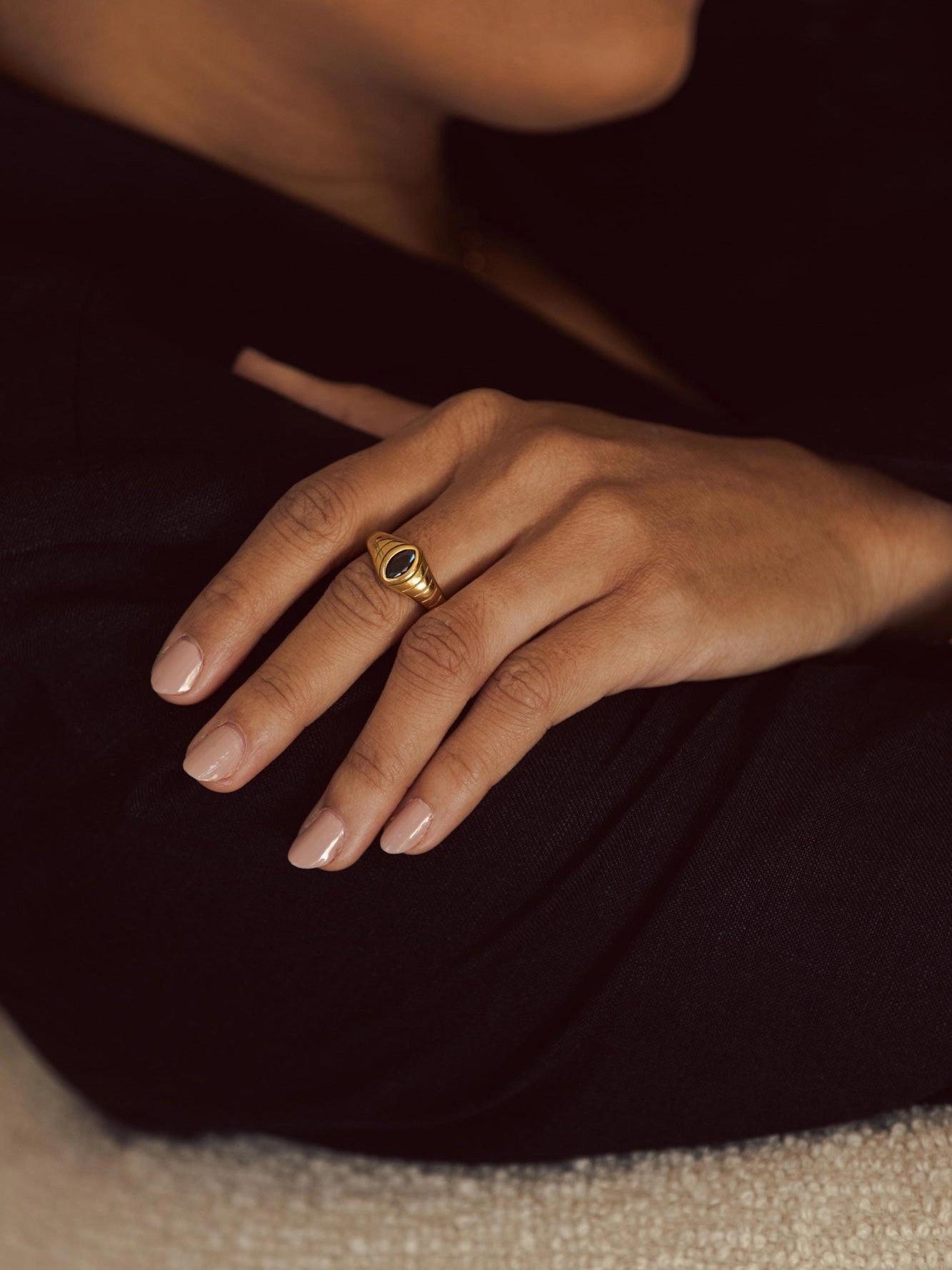 Evil Eye on Croissant Ring Casual Wear