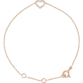 Hassle-Free Style Prompt Sight 14K Rose .06 CTW Diamond Heart 7" Bracelet