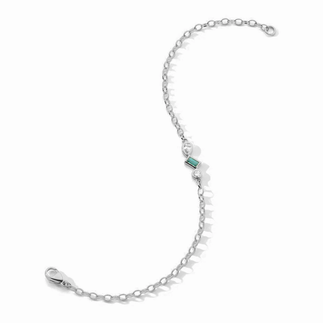 Emerald and Lab Grown Diamond Accented Chain Bracelet Alluring Charm Highlight Feature