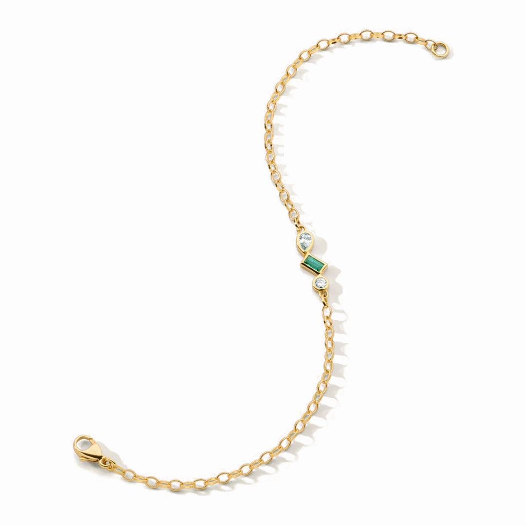 Emerald and Lab Grown Diamond Accented Chain Bracelet Gifting Vibes