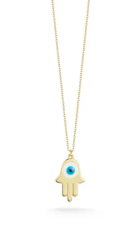 Finest Accent Cool Contrast Enamel Hamsa Necklace