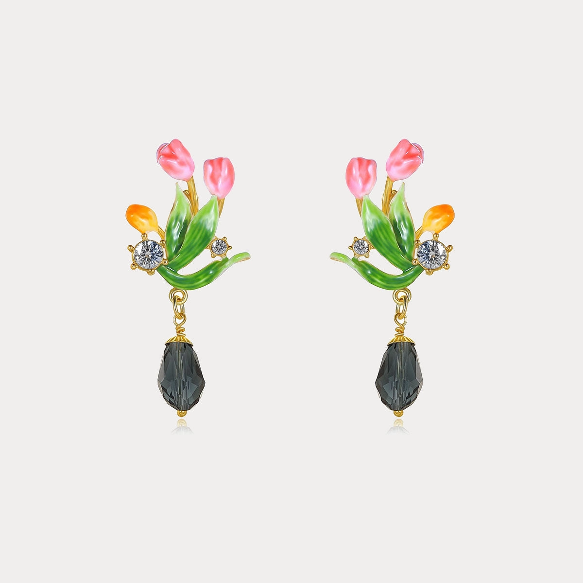 Enamel Tulip Earrings Big Piece