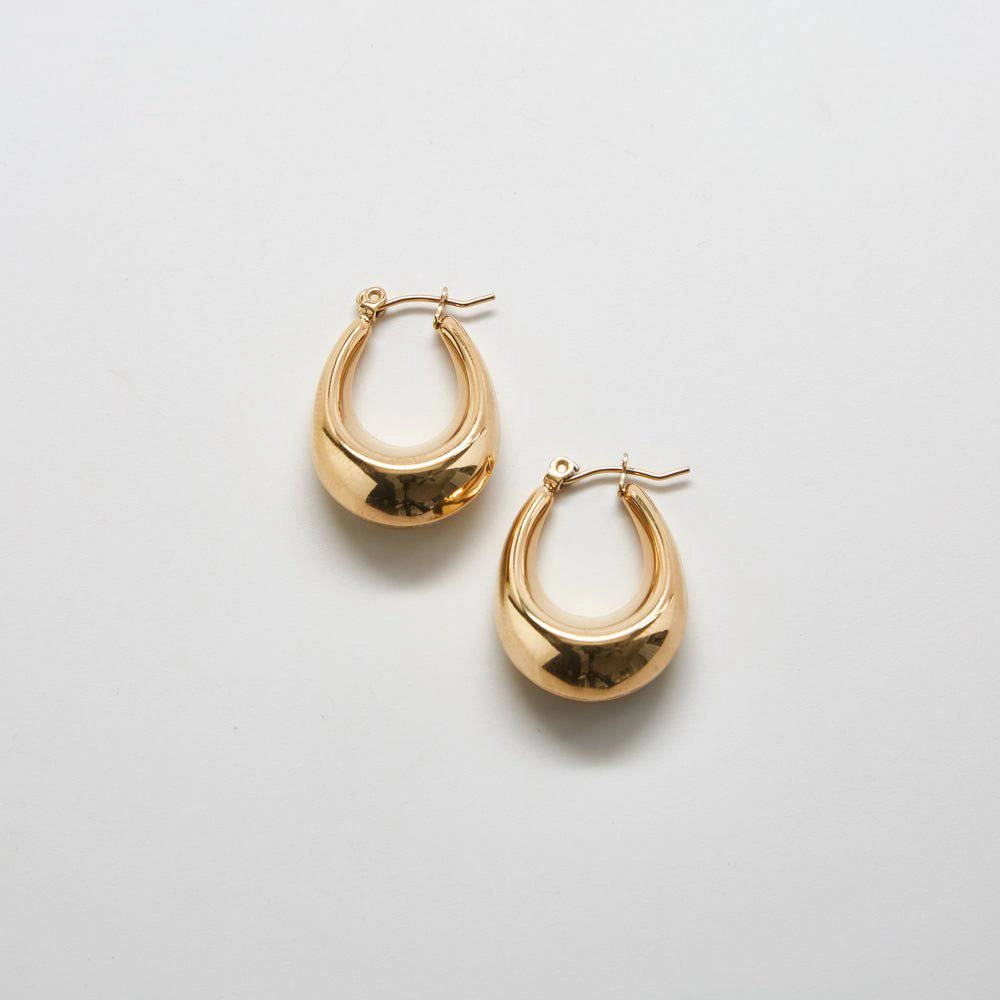 Elite Touch Gold Oval Hoop Earrings