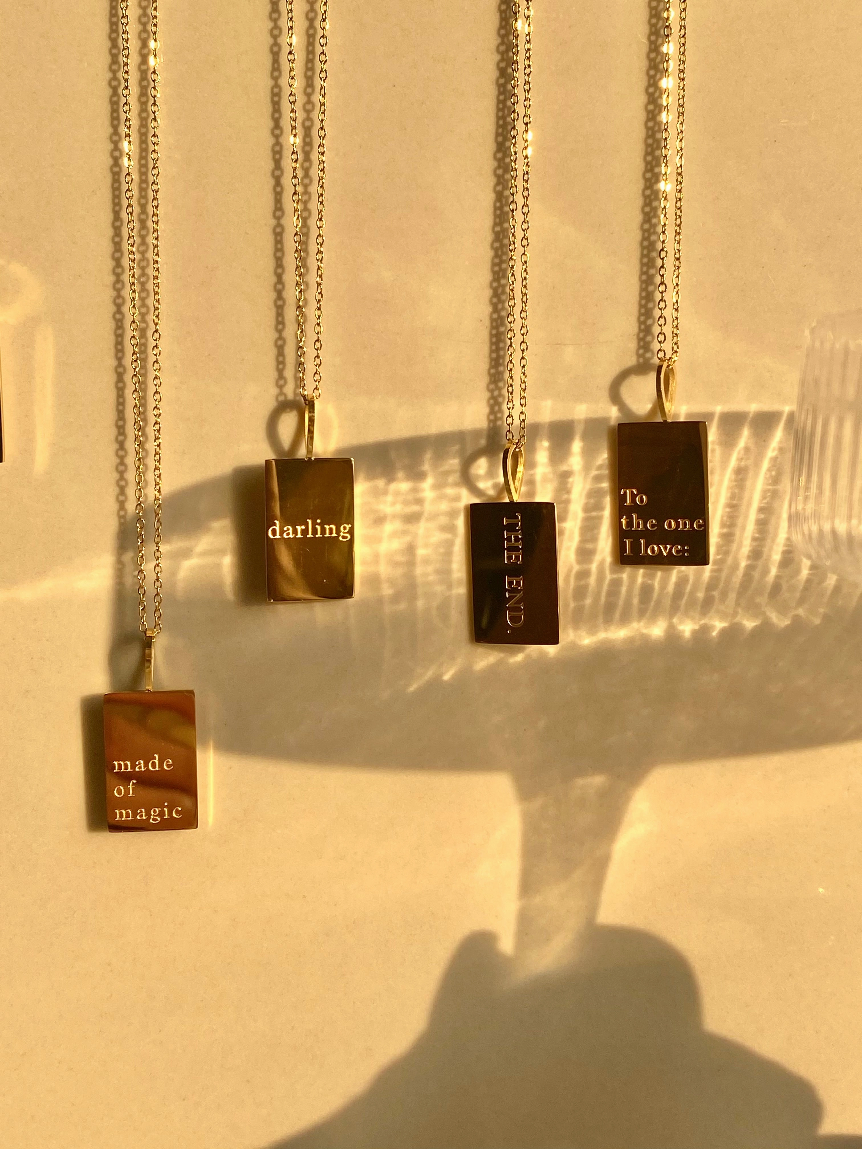 Engraved Sweet Word & Phrase Necklace Waterproof Fine Detail