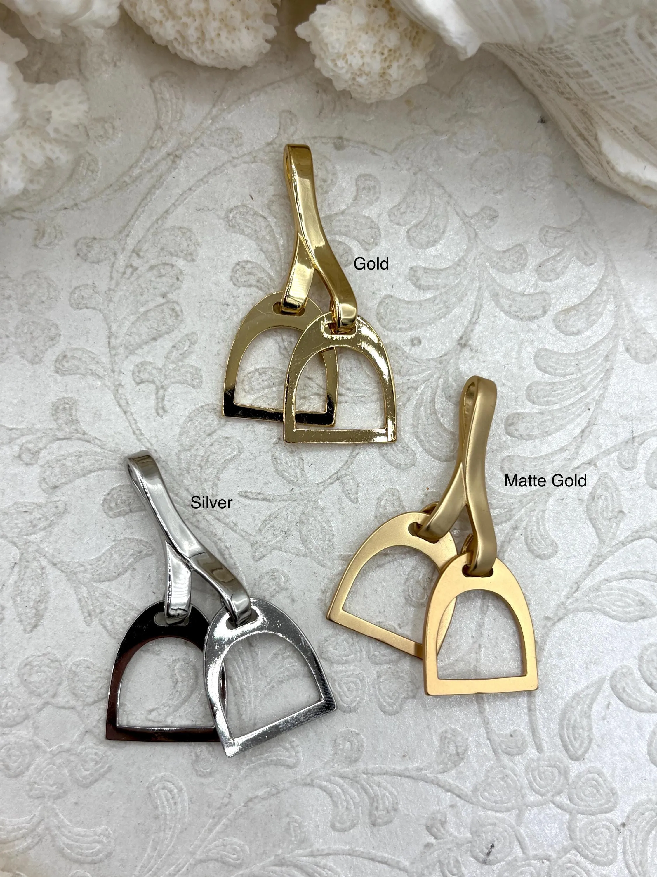 Equestrian Stirrup Pendant High Quality Brass Equestrian Pendant, Stirrup Charm, Equestrian Charm Horse Jewelry, 3 Finishes Fast Ship. Gentle Finish Set Jewelry
