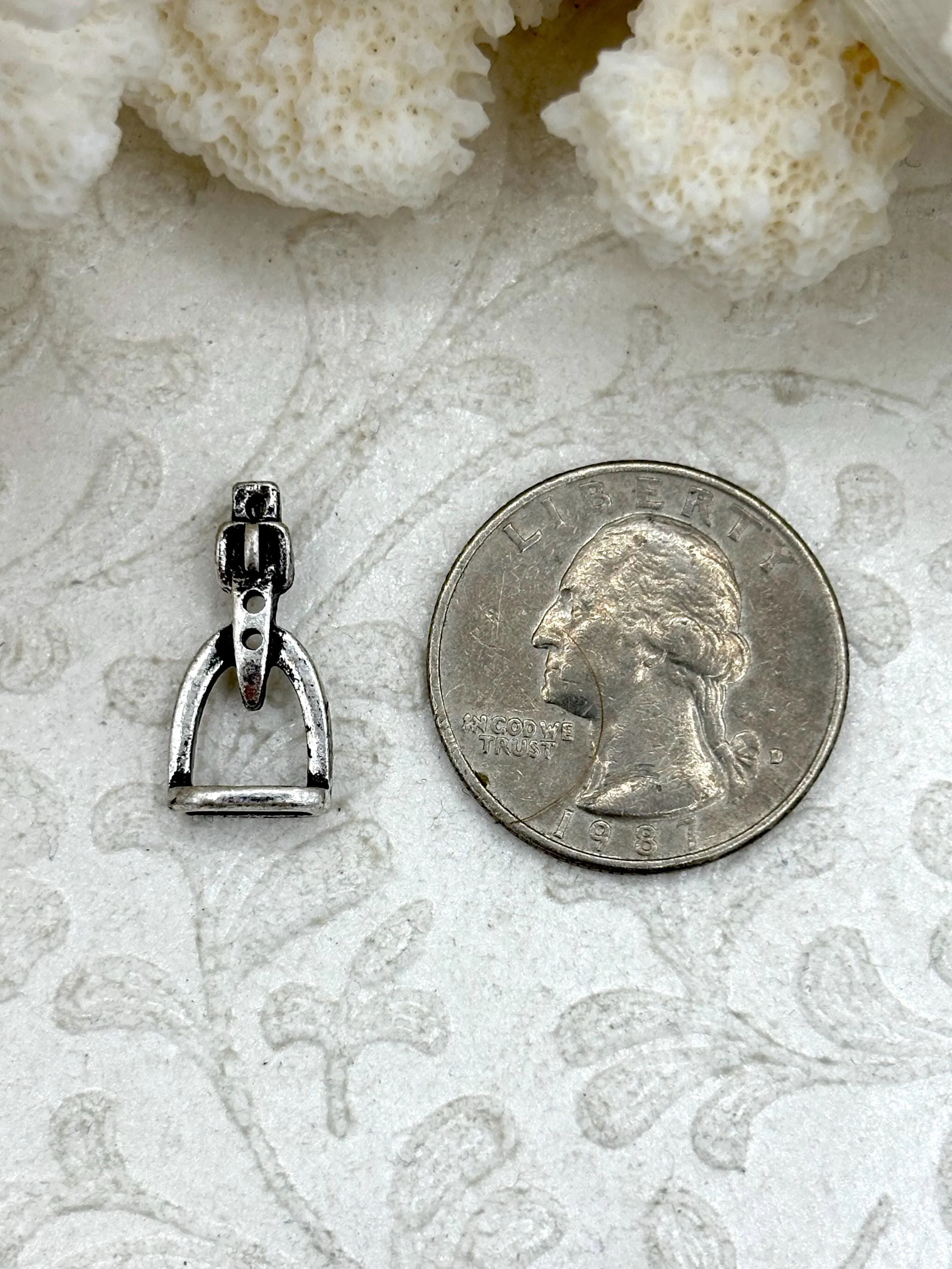 Pure Accent Value Gift Equestrian Stirrup Pendant High Quality Equestrian Pendant, Zinc Alloy Stirrup Charm, Equestrian Charm Horse Jewelry, 4 Finishes, Fast Ship.