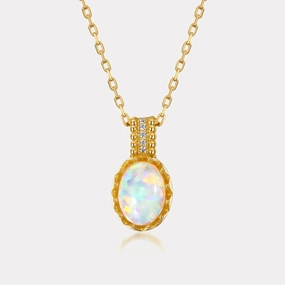 Gold Opal Necklace Glam Gift
