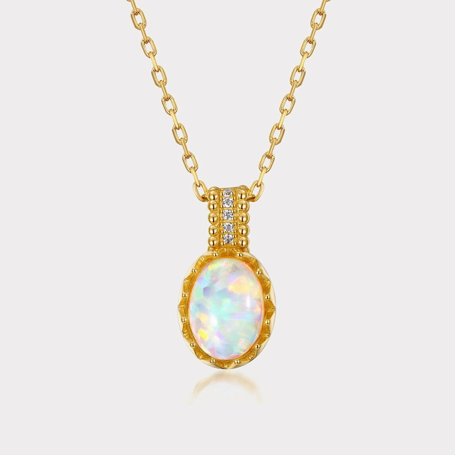 Gold Opal Necklace Glam Gift