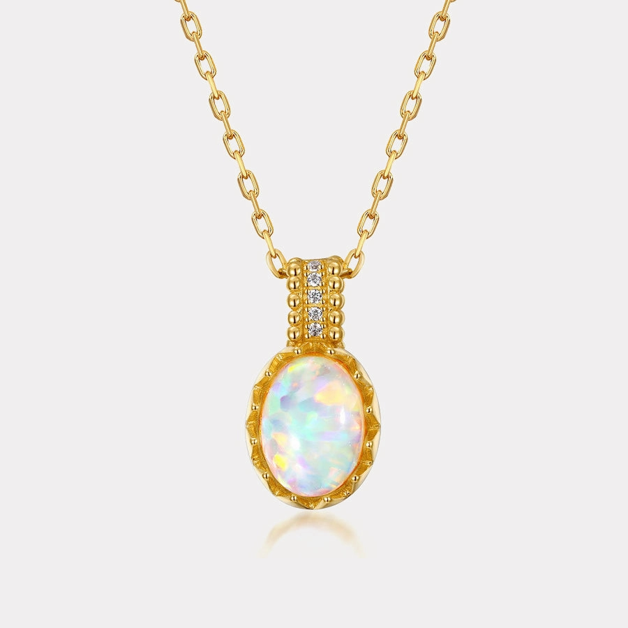 Gold Opal Necklace Elegant Occasion