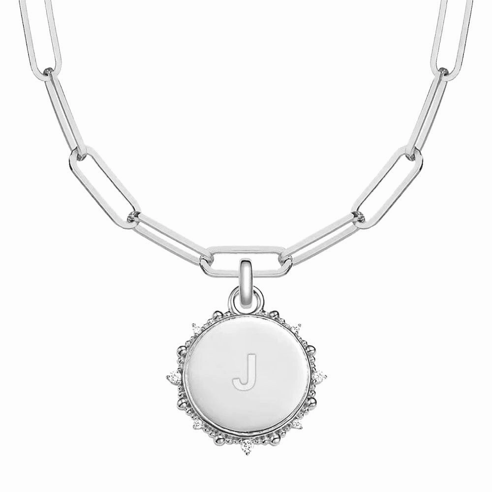 Engravable Moissanite Sunlight Medallion Pendant Necklace Distinctive Touch Polished Contour