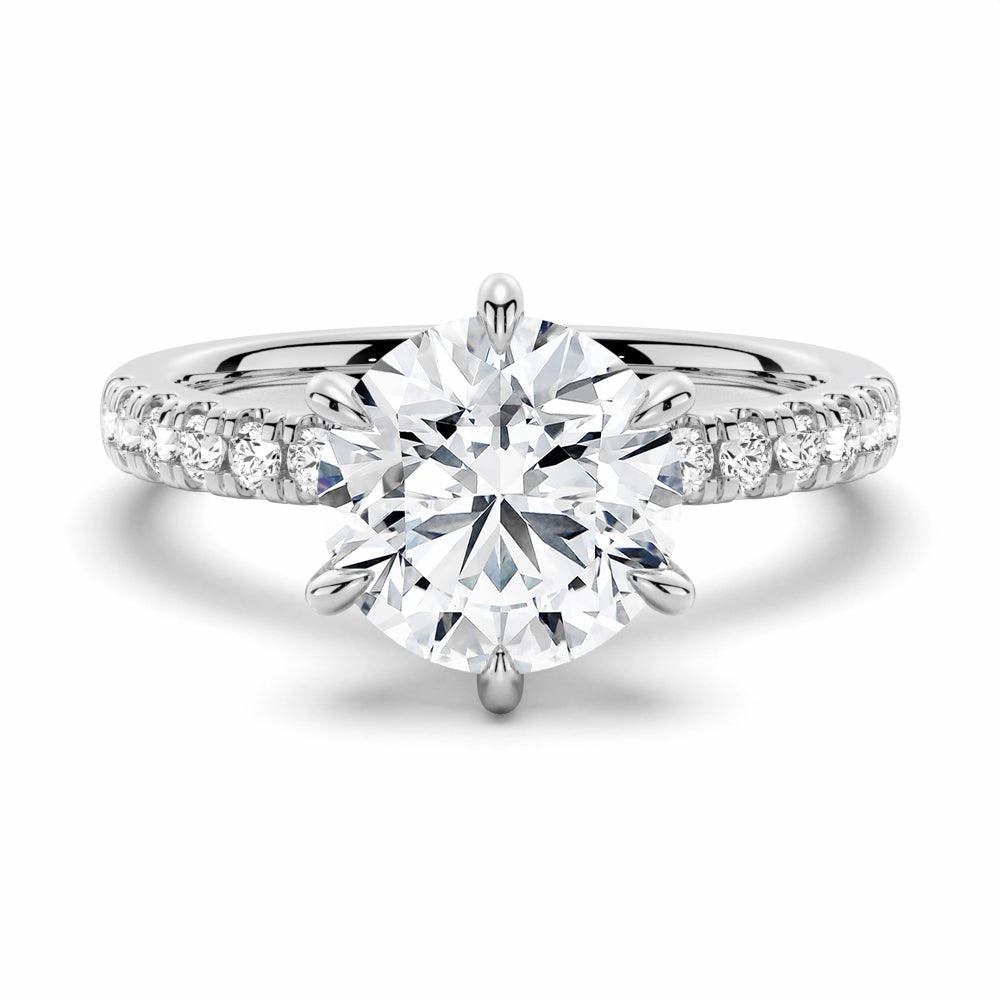 Cool Layer Six Prong French Pav?? Moissanite Engagement Ring