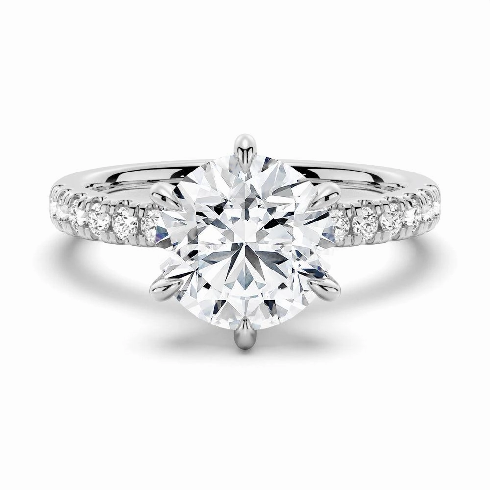 Radiant Gem Six Prong French Pav?? Moissanite Engagement Ring