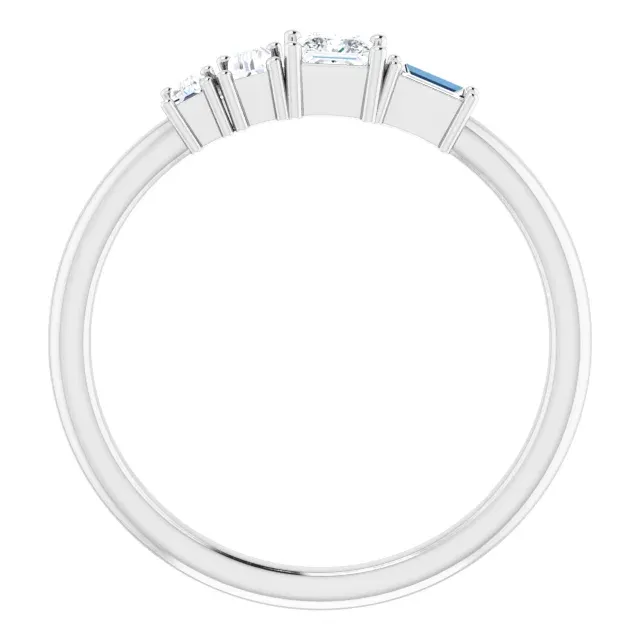 14K White 1/4 CTW Diamond Stackable Geometric Ring Premium Choice