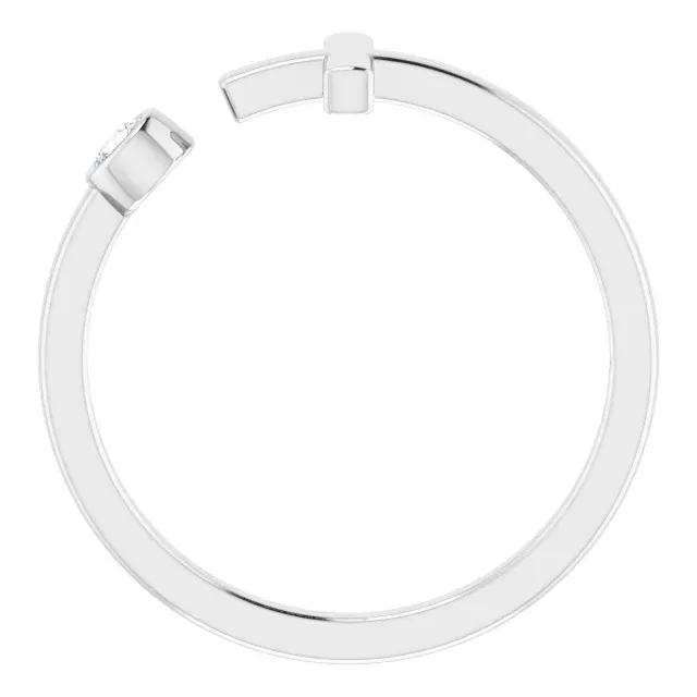 14K White .06 CTW Diamond Negative Space Cross Ring Professional Grade Designer Symbol