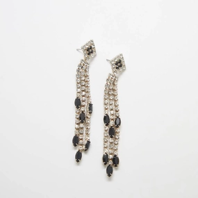Glam Style Vintage Black & White Pav?? Cascade Earrings