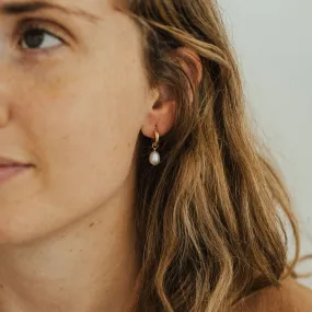 Bold Style Everyday Pearl Hoops - 14K Solid Gold