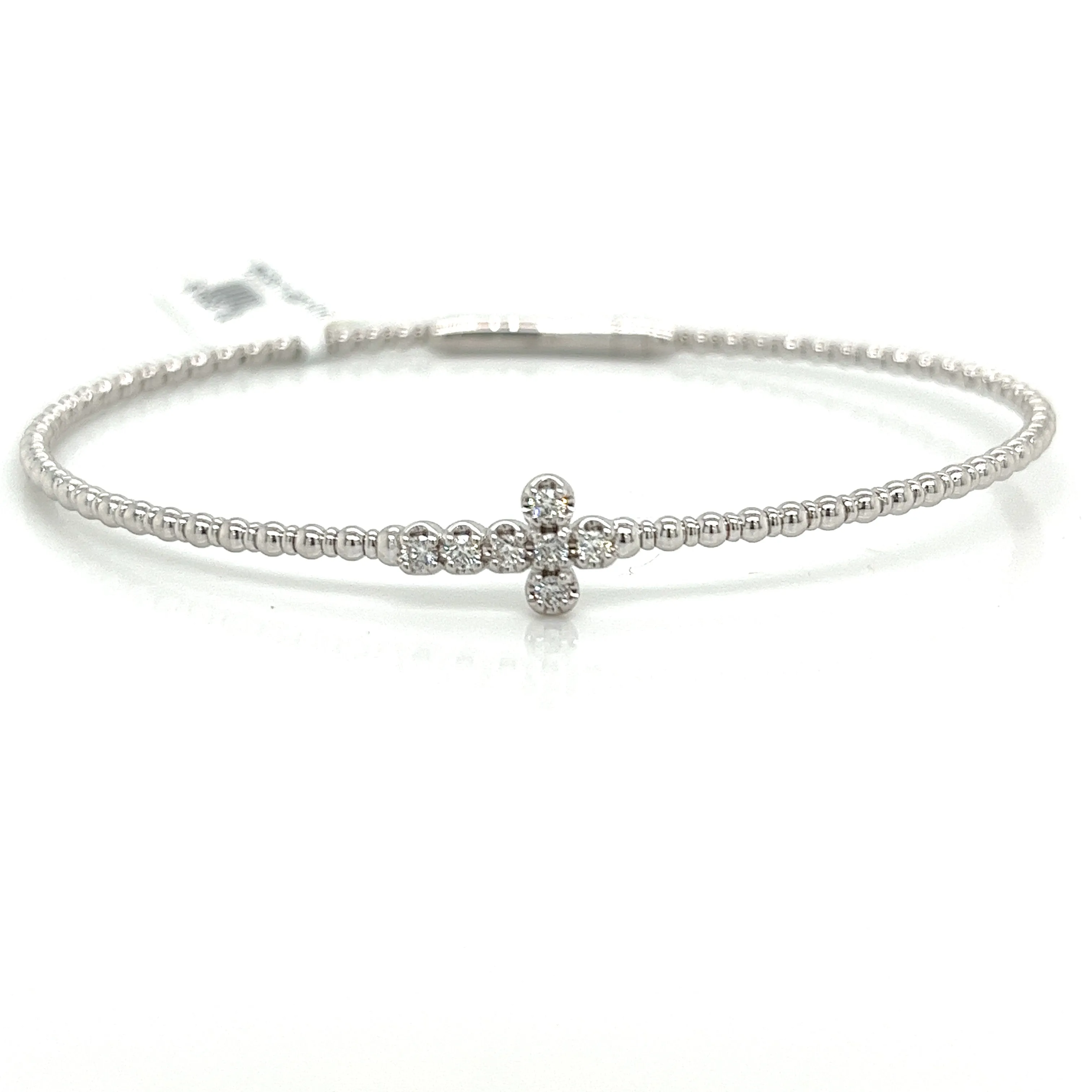 Zenith Of Style Oxidized Silver Bremer Jewelry Bangle Diamond Bracelet in 14K White Gold (.16ctw)