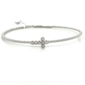 Zenith Of Style Oxidized Silver Bremer Jewelry Bangle Diamond Bracelet in 14K White Gold (.16ctw)